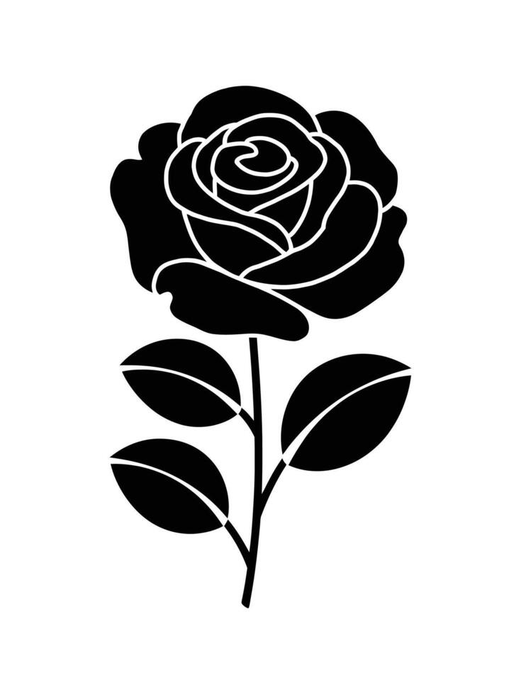 Beautiful Black Rose Silhouette Design vector