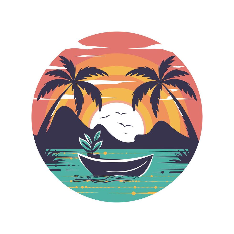 Tropical Sunset Serenity vector