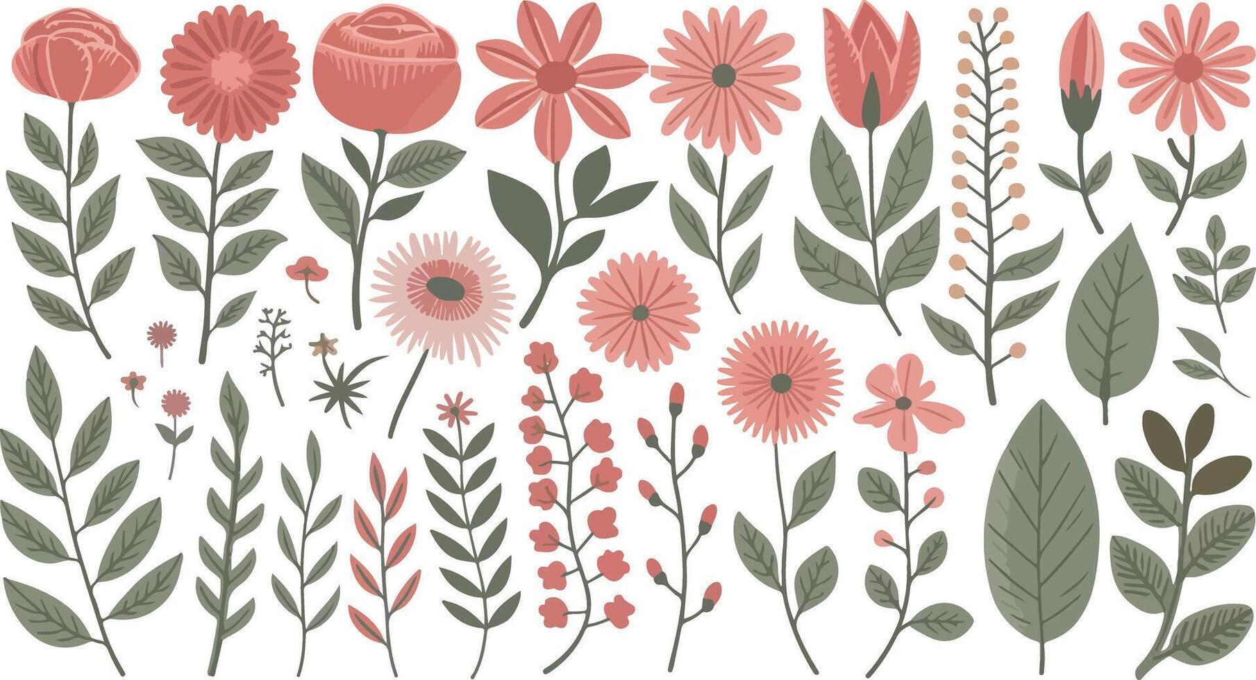 spring-inspired floral drawing in rich colors vector