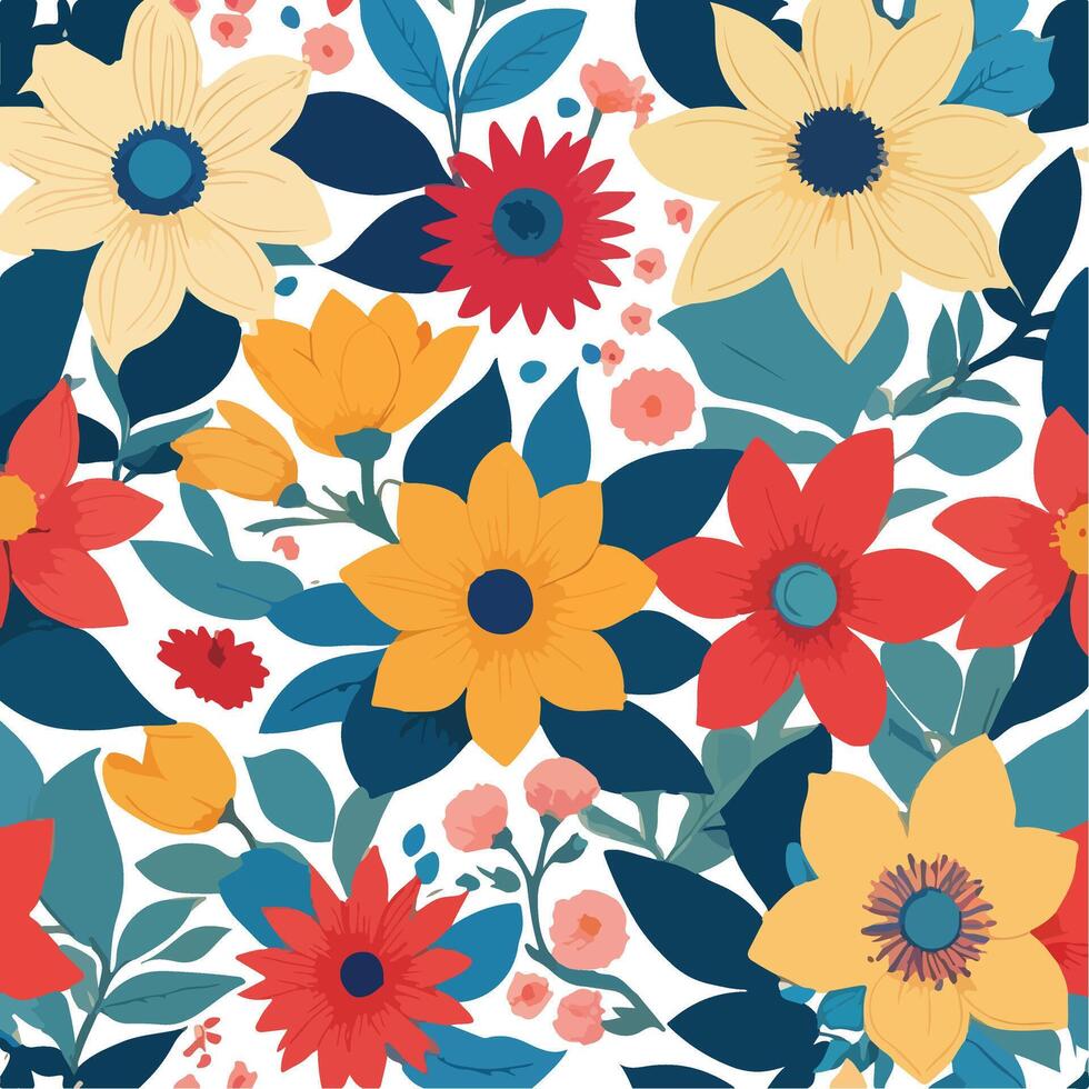 ornamental bloom collection with green accents vector