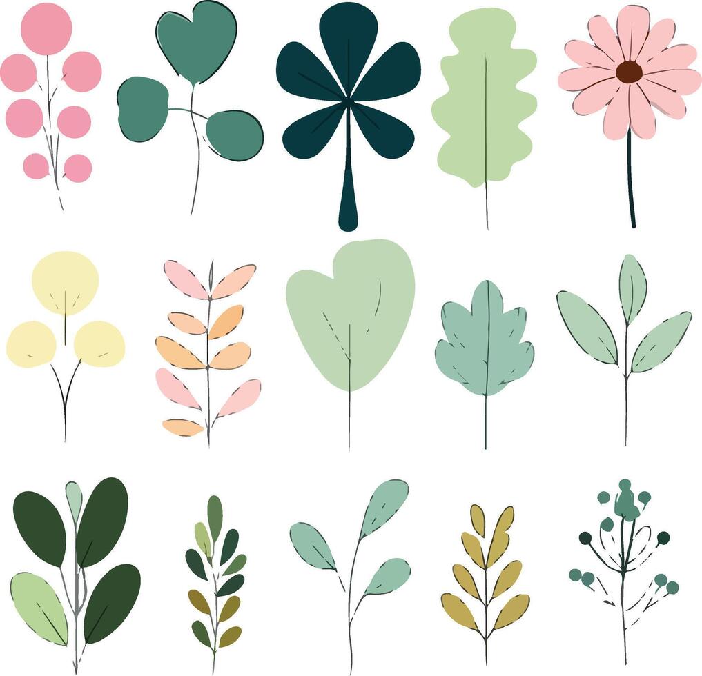 lively rendering of plant and flower bloom group vector
