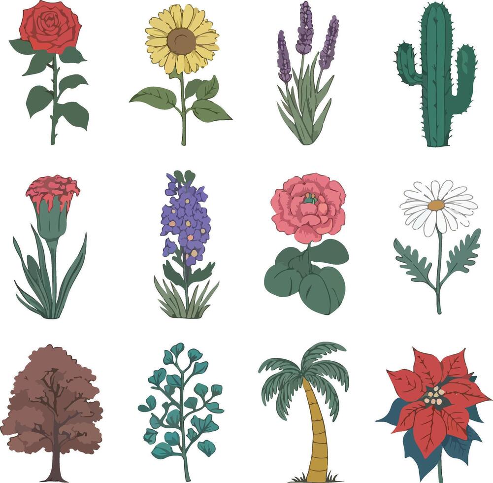 lively flower bunch in detailed artwork vector