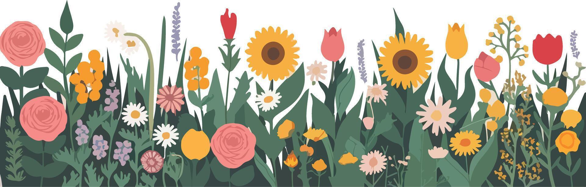 painted garden illustration with soft contrast vector