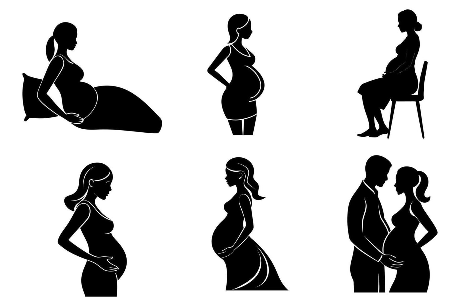 silhouette of a pregnant woman vector