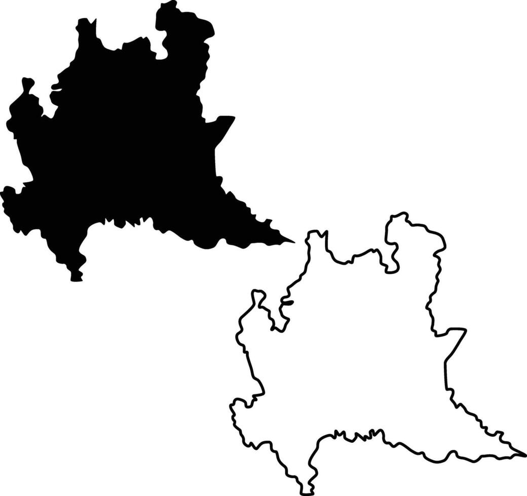 Map of Lombardy Italy Silhouette Flat and Outline Design vector