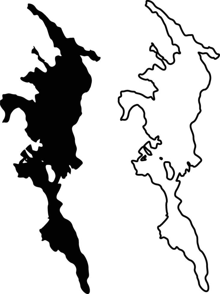 Map of Lake Sunapee New York Silhouette Flat And Outline Design vector