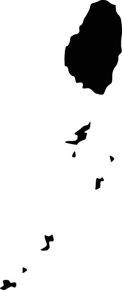 Map of St Vincent and the Grenadines Silhouette Flat and Outline Design vector