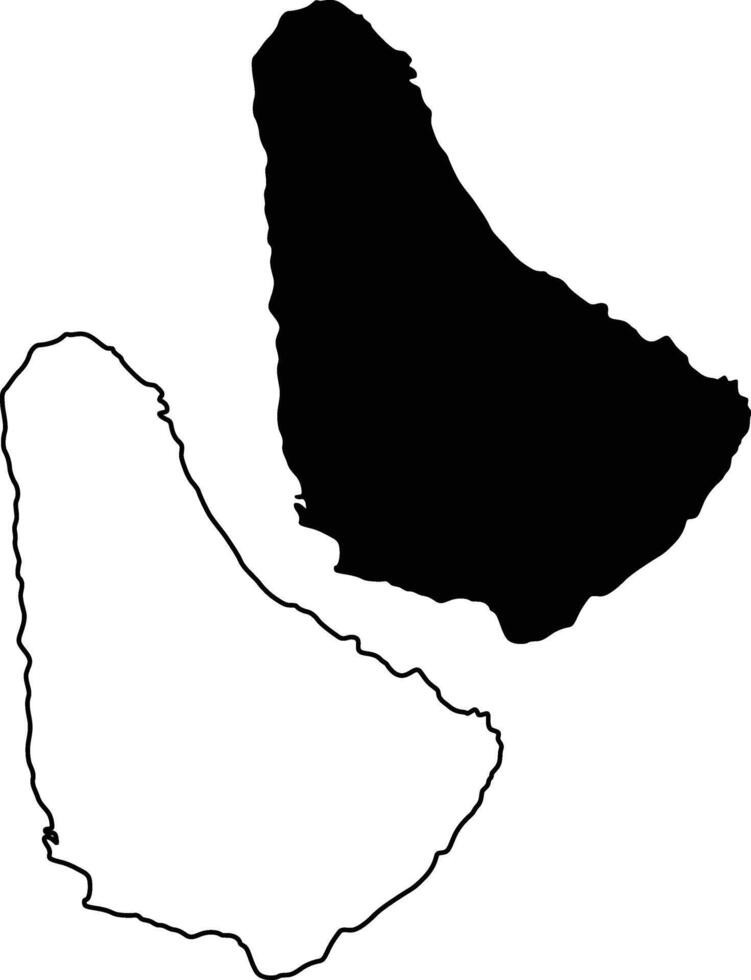 Map of Barbados Silhouette Flat and Outline Design vector