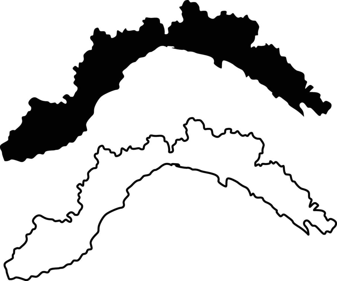 Map of Liguria Italy Silhouette Flat and Outline Design vector