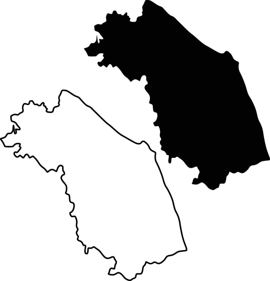 Map of Marche Italy Silhouette Flat and Outline Design vector