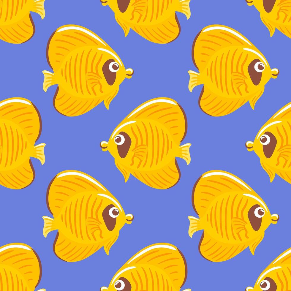 seamless pattern Chaetodon semilarvatus, known as the Indian butterflyfish, features a vibrant yellow body adorned with black markings and distinctive patterns. Its elegant fins vector