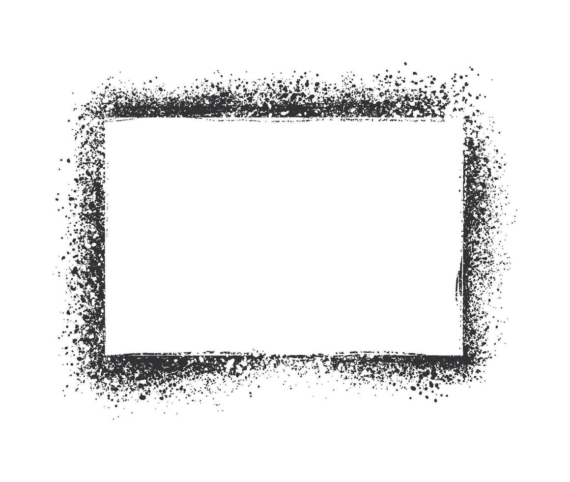 Grunge black rectangular frame with splatter effect vector