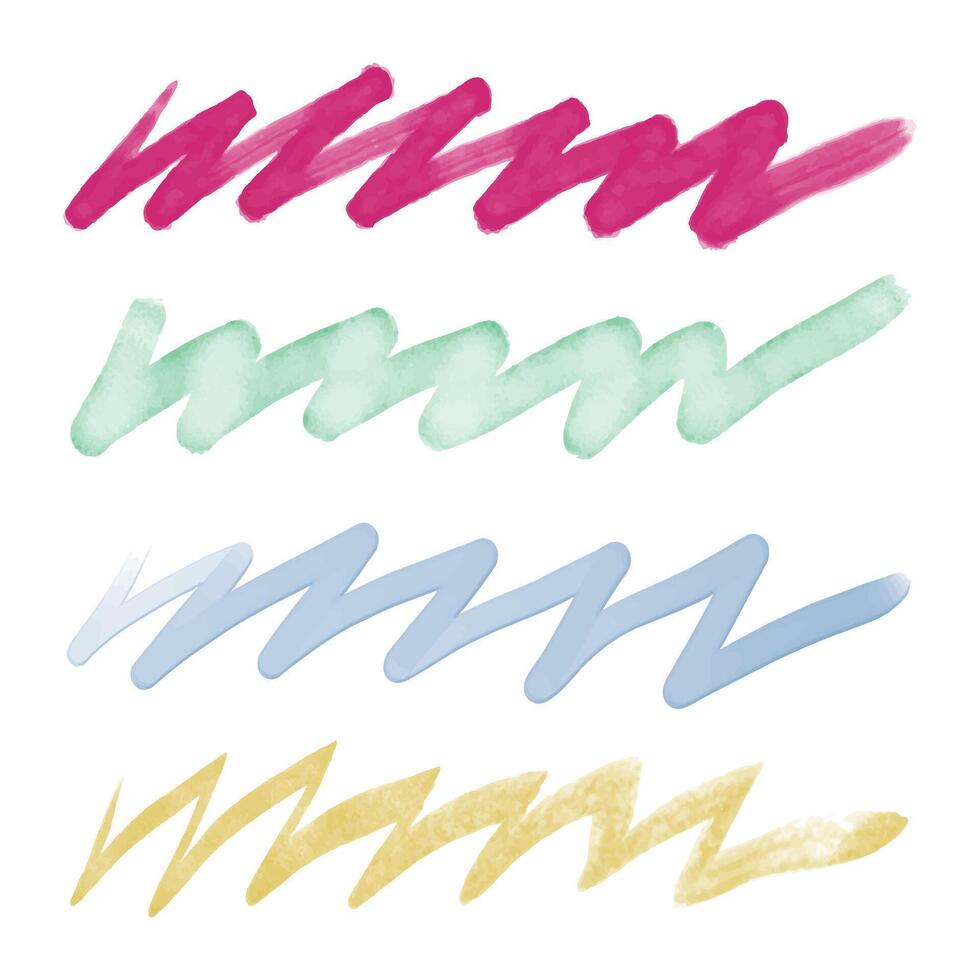 Abstract watercolor zigzag lines in vibrant colors vector