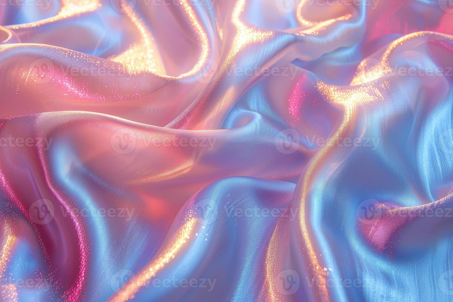 A close up of a blue and pink silk fabric photo