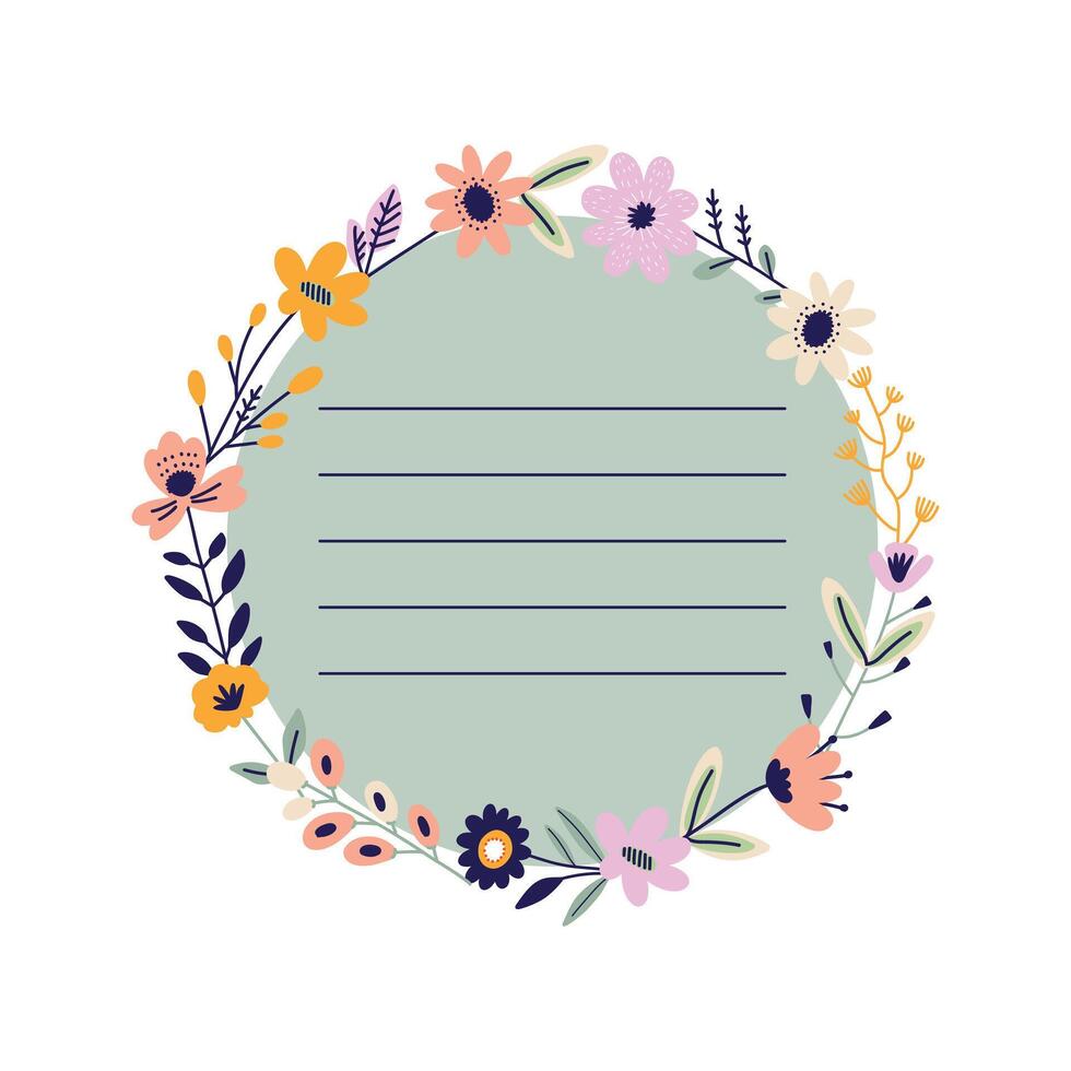 decorative floral frame with place for text, suitable for notes flat style vector