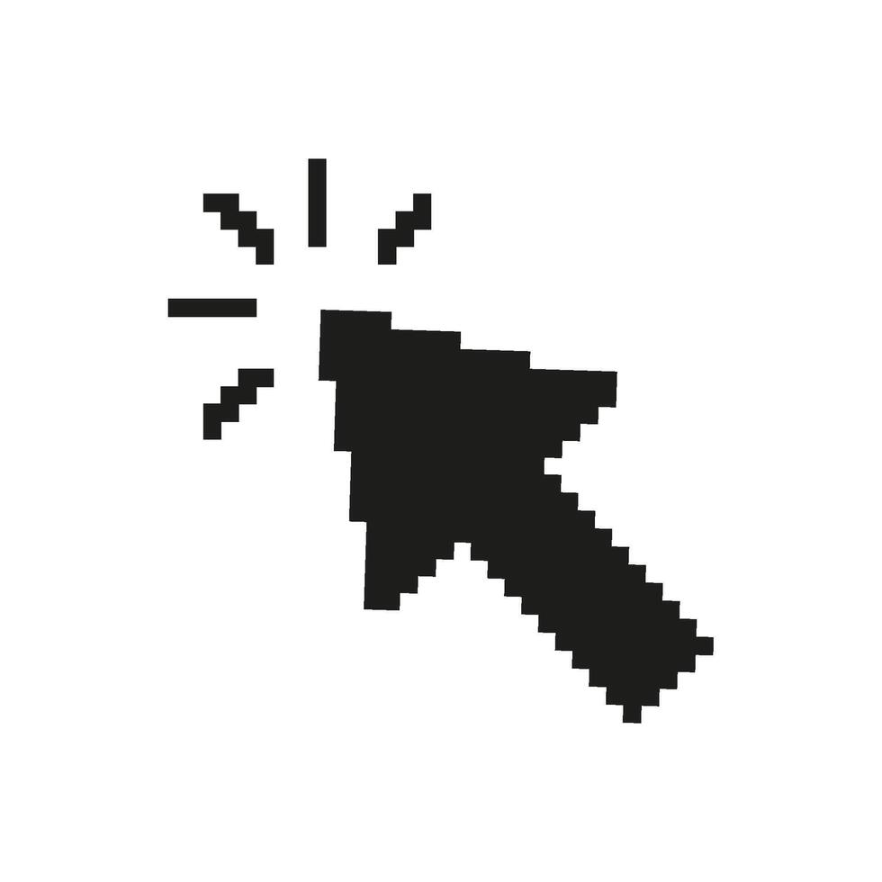 Pixelated Mouse Cursor Click Icon. Digital Interaction And User Interface Navigation Symbol. Online Engagement And Web Browsing. Isolated Illustration vector