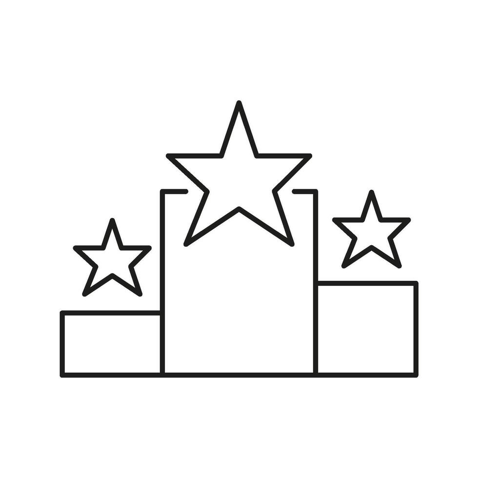 Podium With Stars Line Icon. Achievement, Success, And Recognition Outline Symbol. Award Ceremony, Competition Victory, And Excellence Representation. Editable Stroke. Isolated Illustration vector