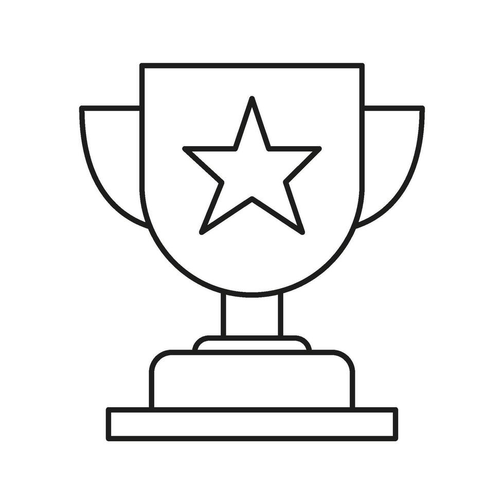 Trophy With Star Line Icon. Achievement, Excellence, And Award Recognition Outline Symbol. Success And Victory Representation. Editable Stroke. Isolated Illustration vector