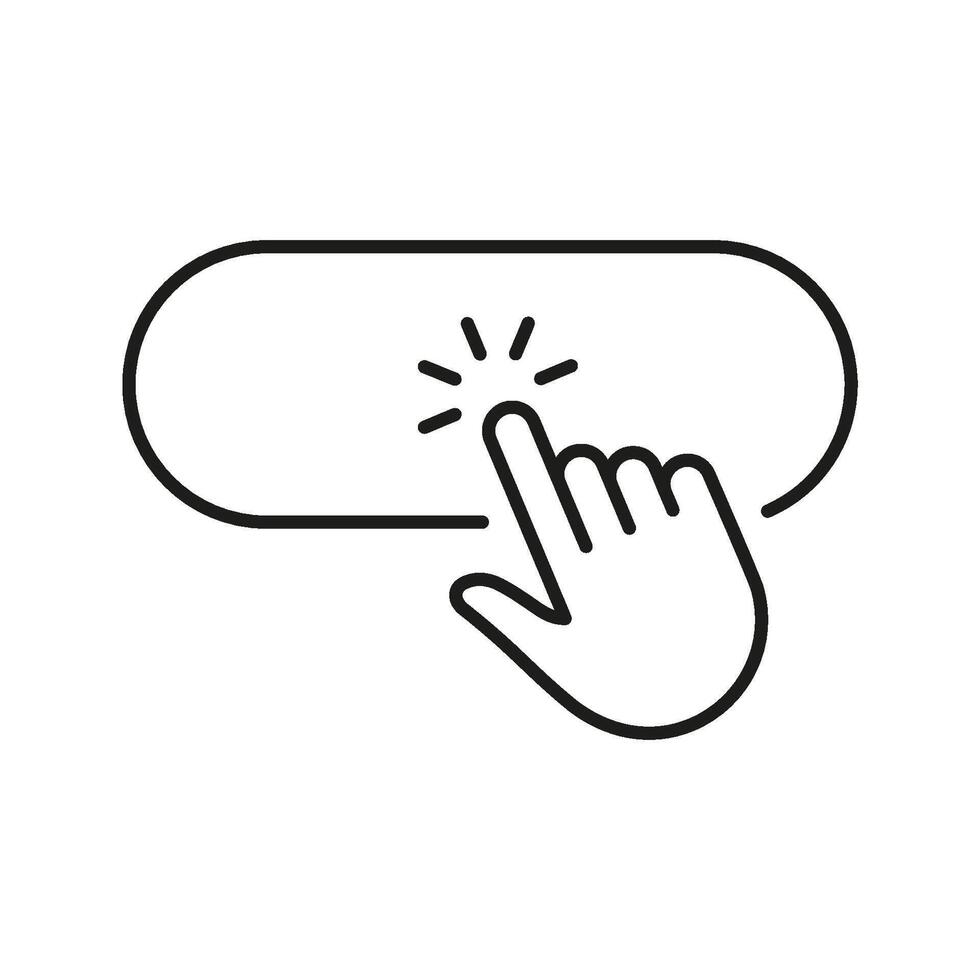 Hand Clicking Button Line Icon. User Interaction, Click Action, And Digital Interface Navigation Outline Symbol. Web Design And User Experience. Editable Stroke. Isolated Illustration vector