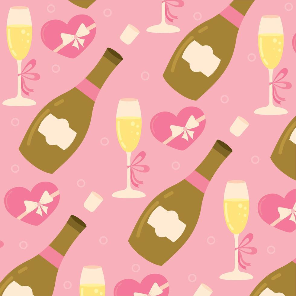 Hearts bottles and wine. vector
