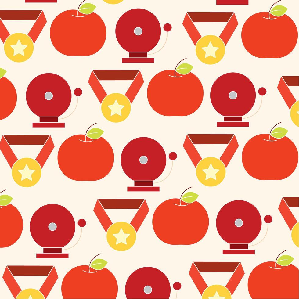 Apple medal and school bell. vector