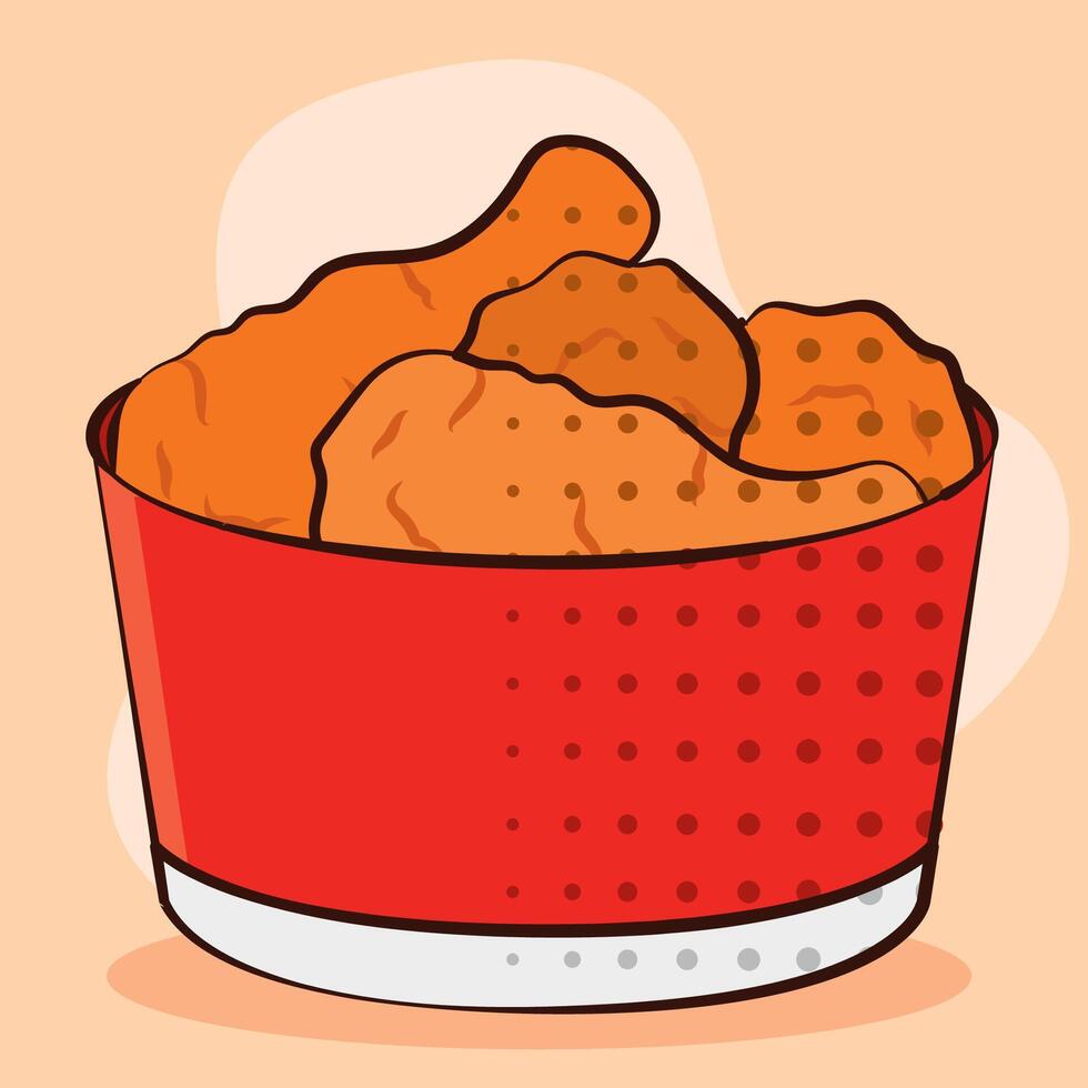 Bucket of fried chicken. vector