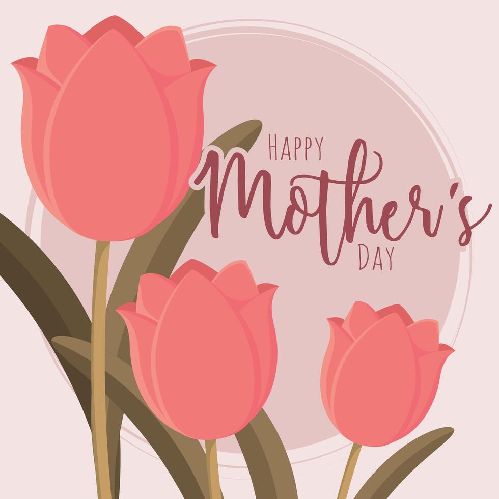 Tulip bouquet message. vector