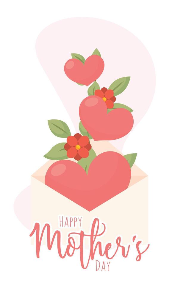 Hearts bloom from letter. vector
