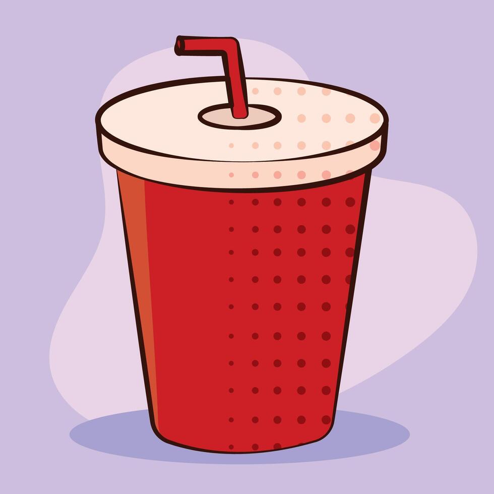 Soda drink with straw. vector