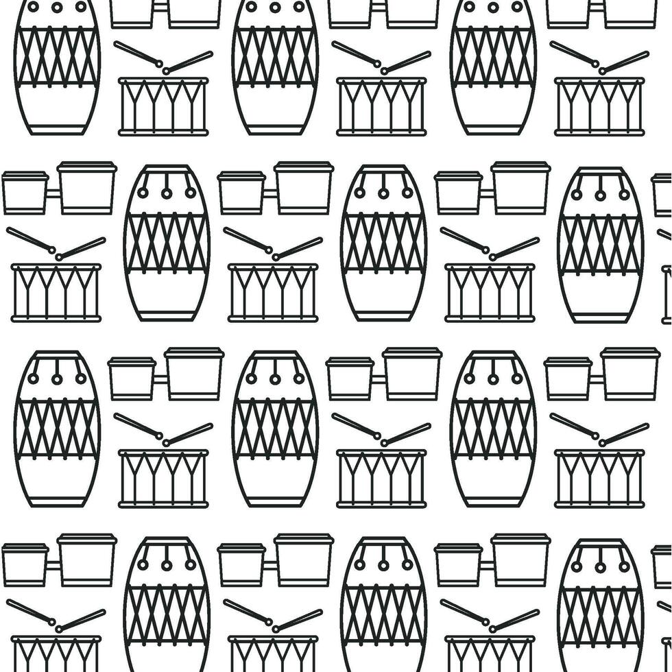 Drum instruments outline set. vector