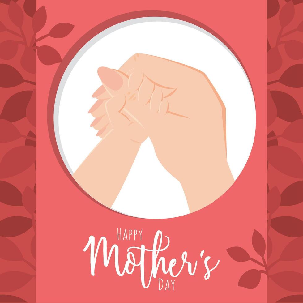 Hands in circle for mom. vector