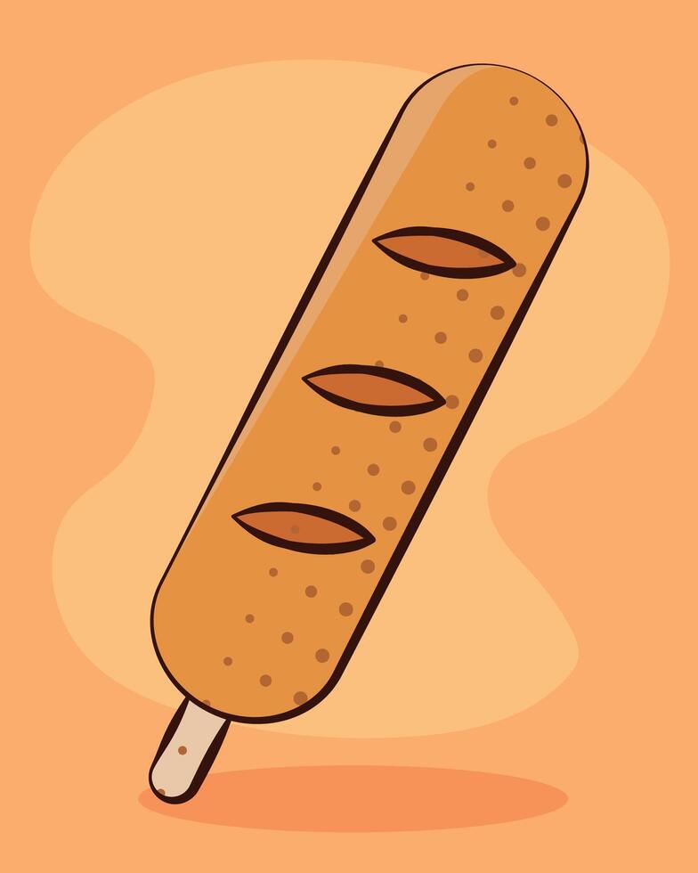 Corn dog on stick icon. vector