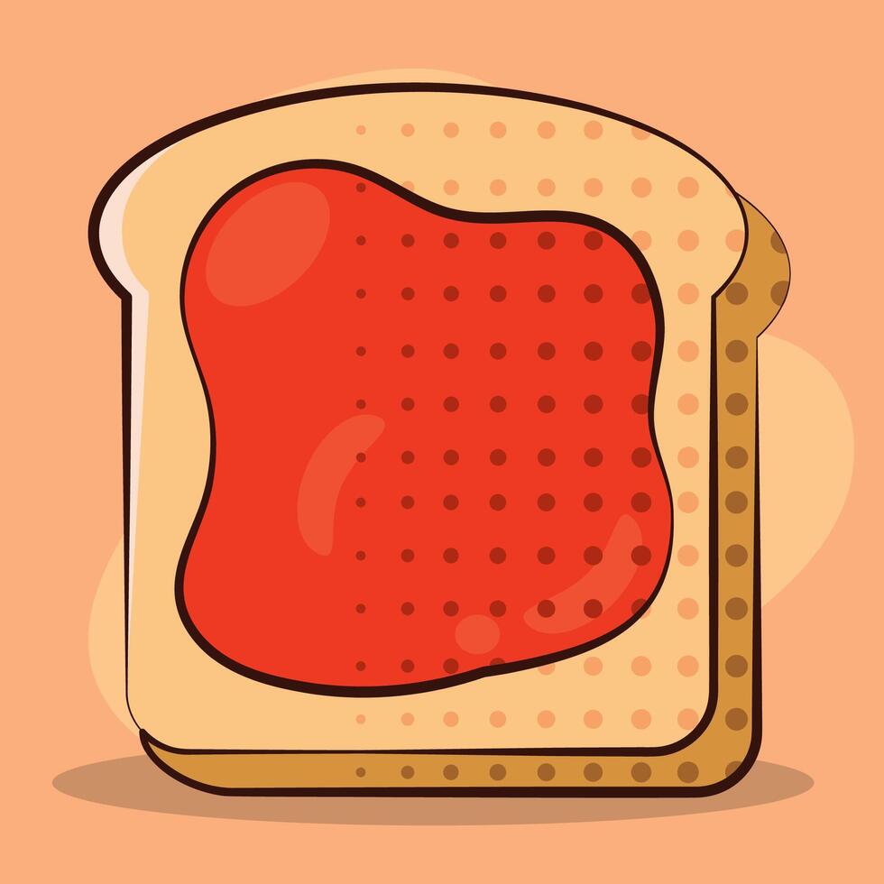 Toast with strawberry jam. vector