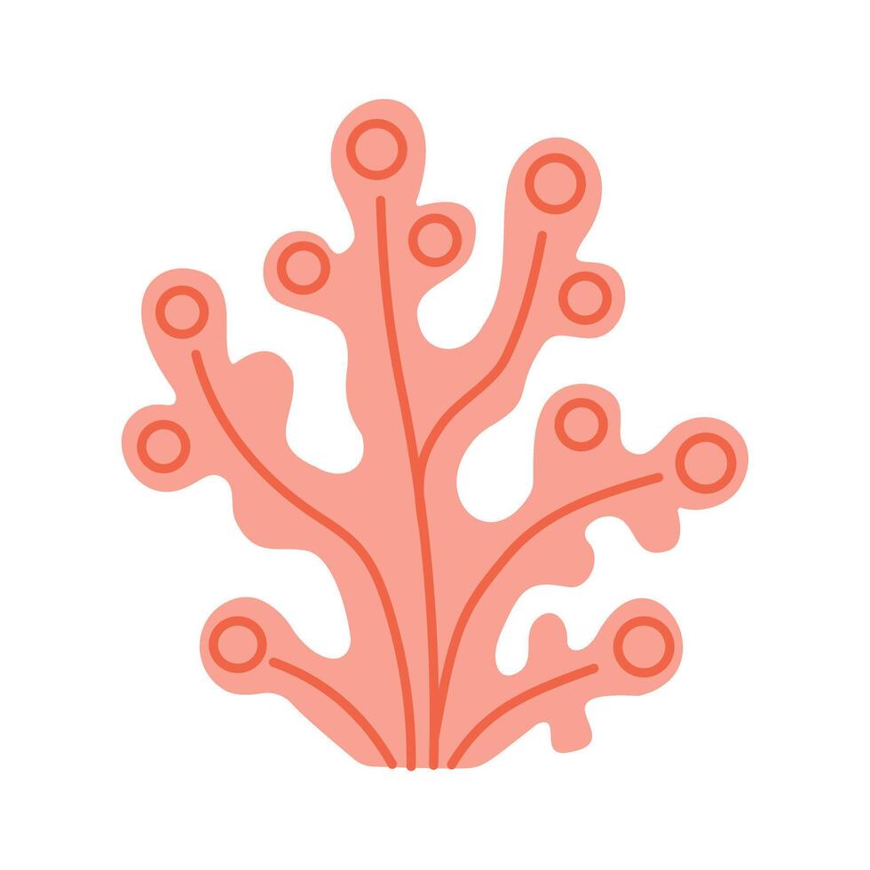 A red and white drawing of a coral plant. The drawing is of a coral plant with many small dots on it vector