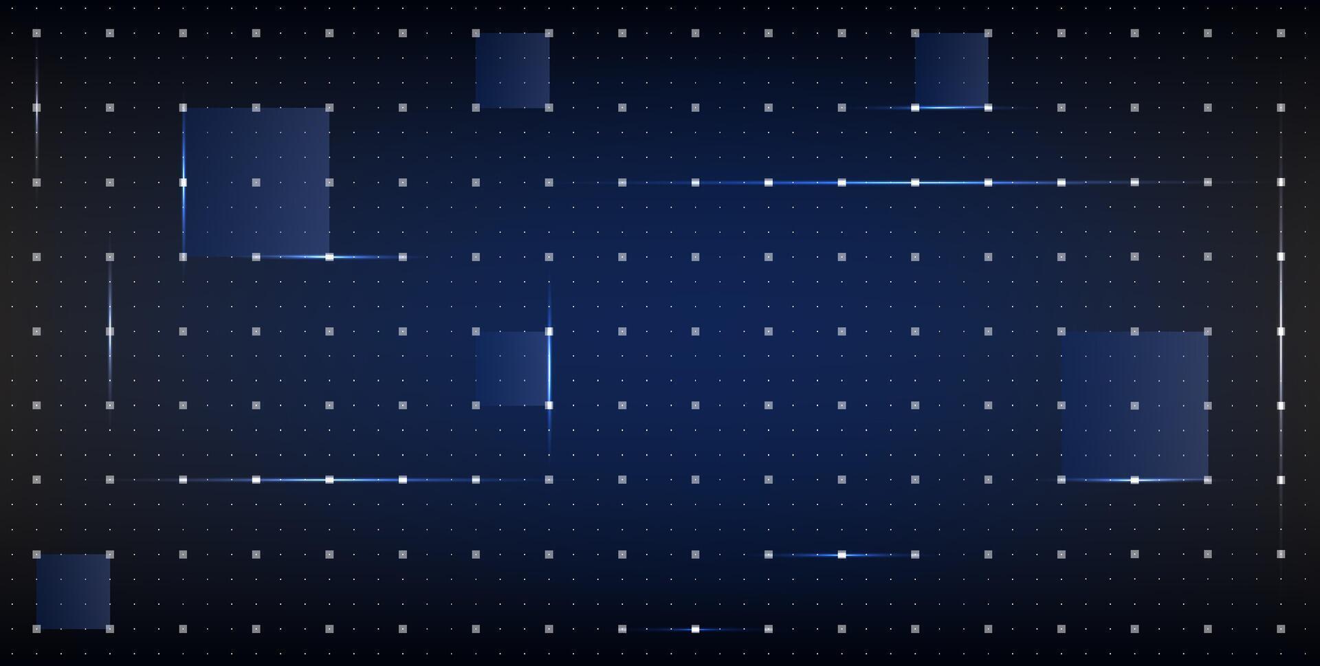 Abstract pattern of blue squares and lines creates a modern digital background suitable for technology presentations. vector