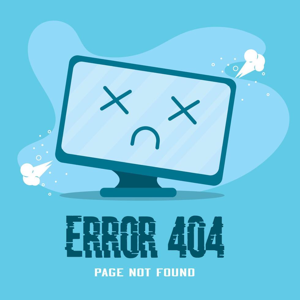 Crashed screen 404 error. vector