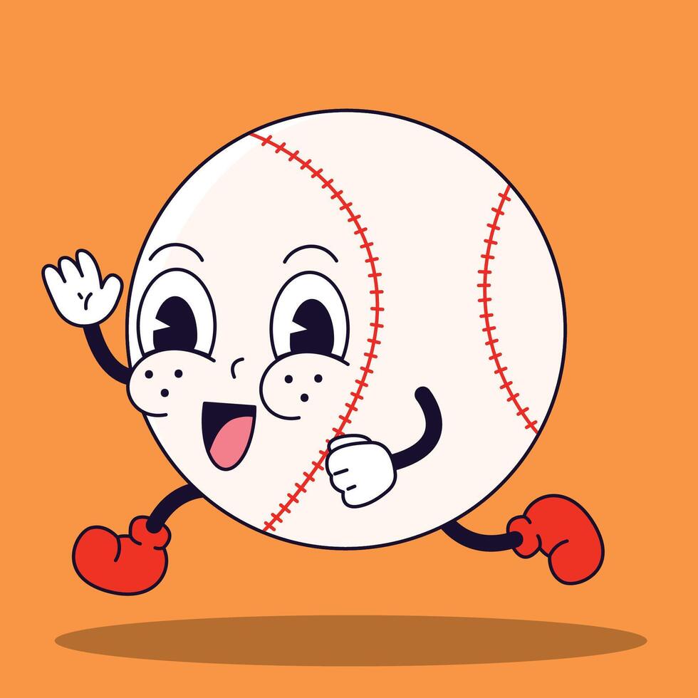 Pixel art of a baseball ball animated with hands and legs vector