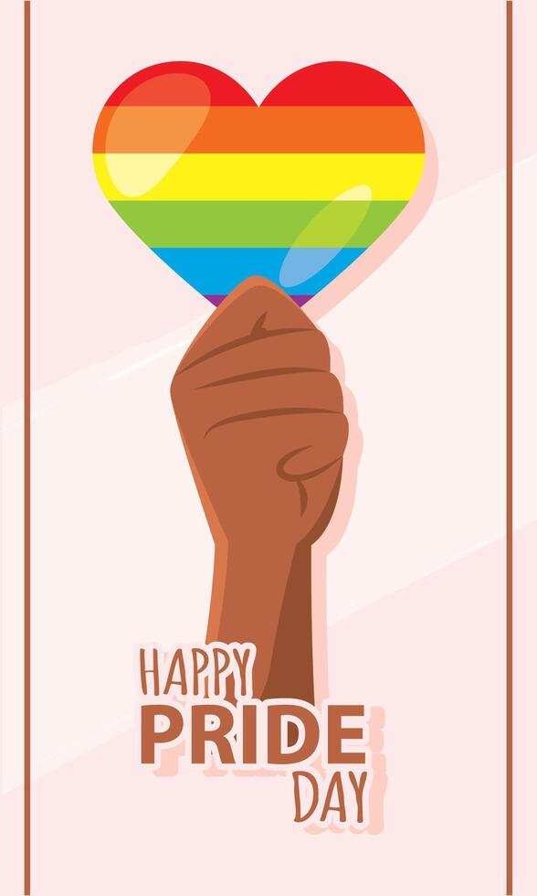 Raised fist holding heart shape. vector
