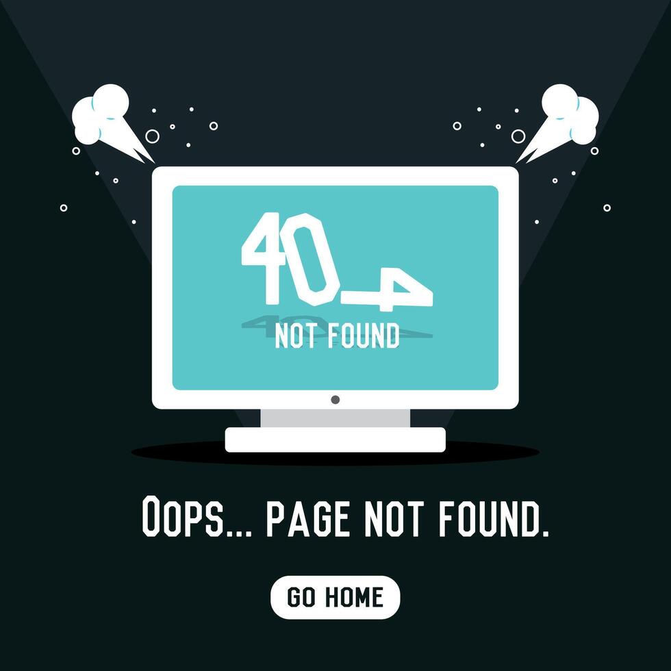 Screen shows 404 failure. vector