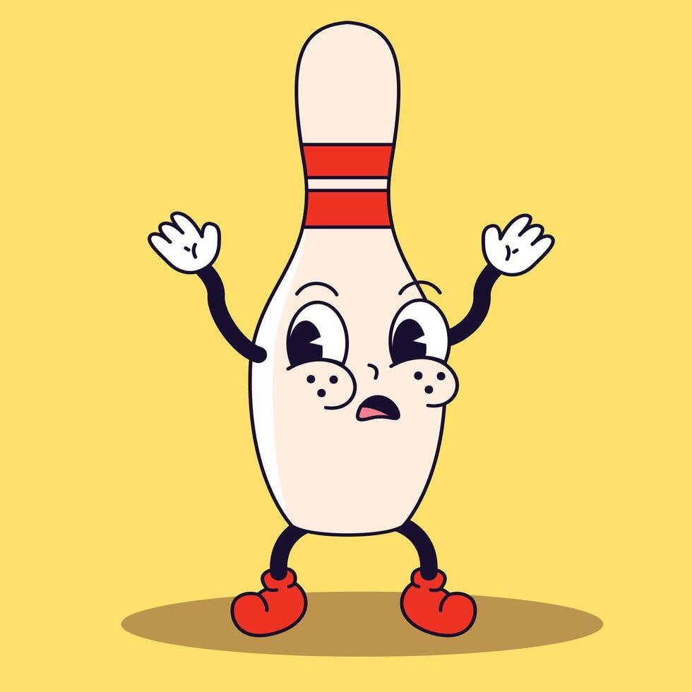 Pixel art bowling pin with humanlike arms and legs vector