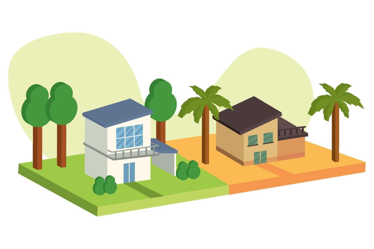 Split terrain home styles. vector