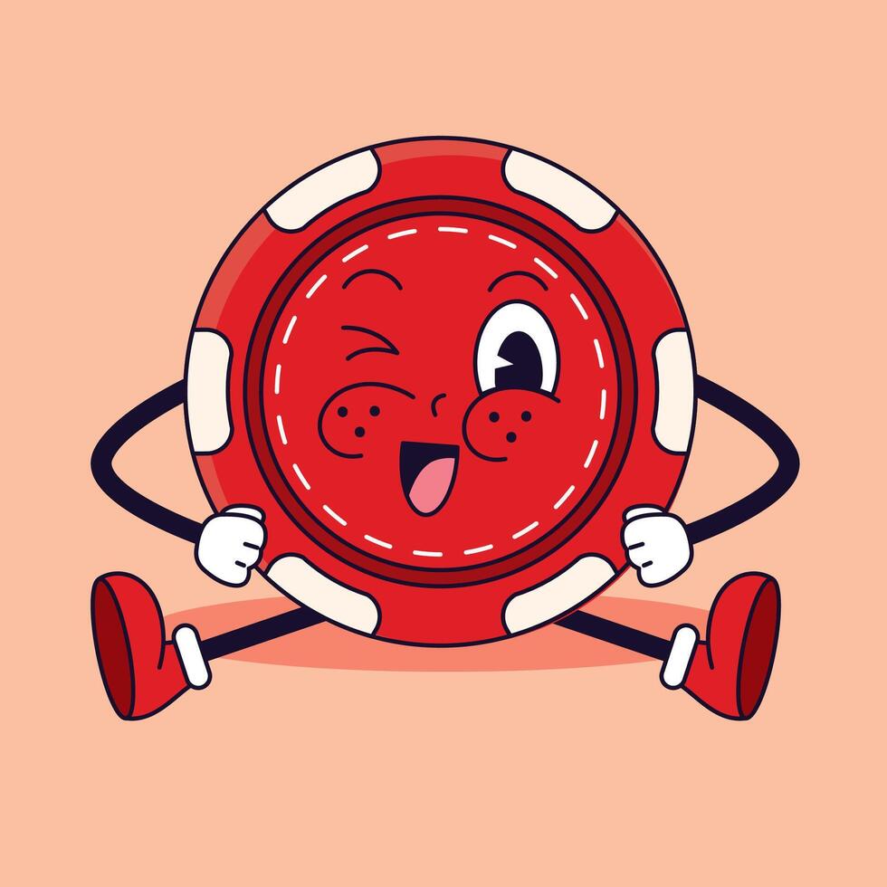 Pixel art of a casino token animated with hands and legs vector