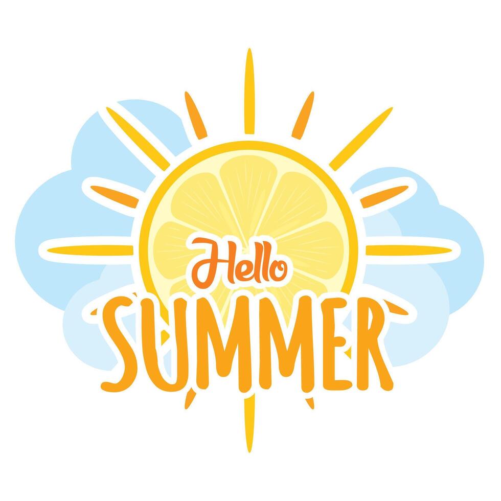 Hello summer lemon sun. vector