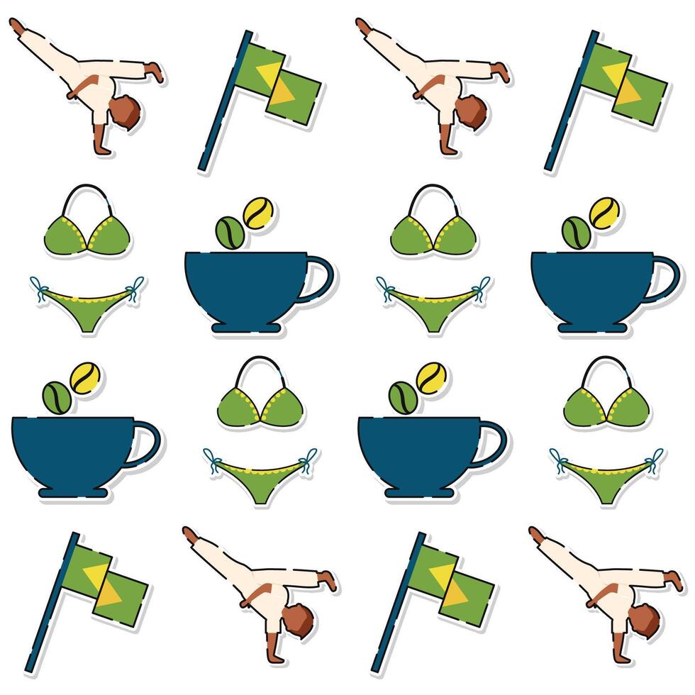Brazil themed pattern icons. vector