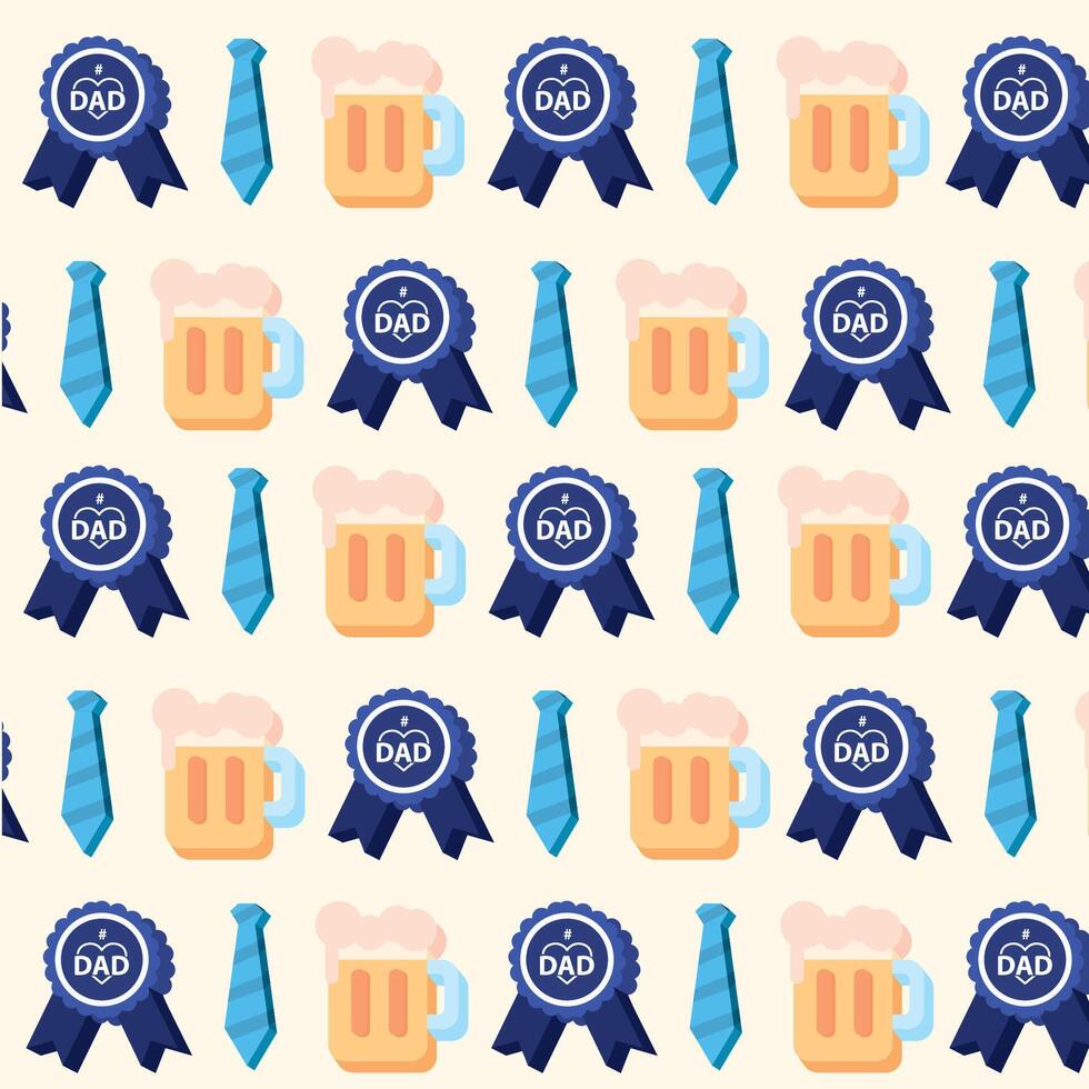 Beer tie and medal repeat. vector