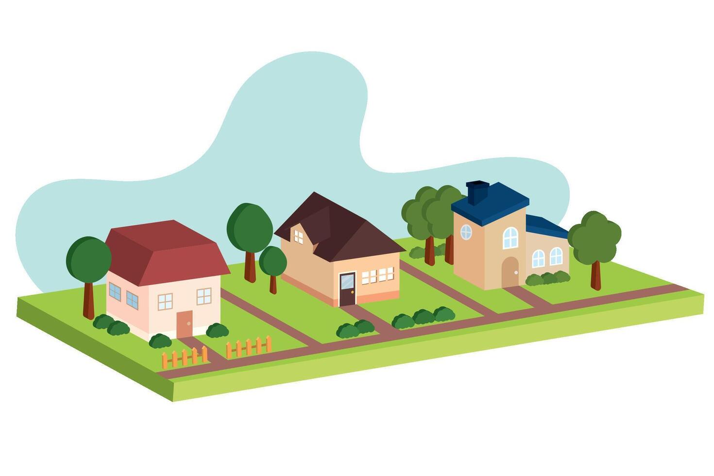 Suburban neighborhood scene. vector