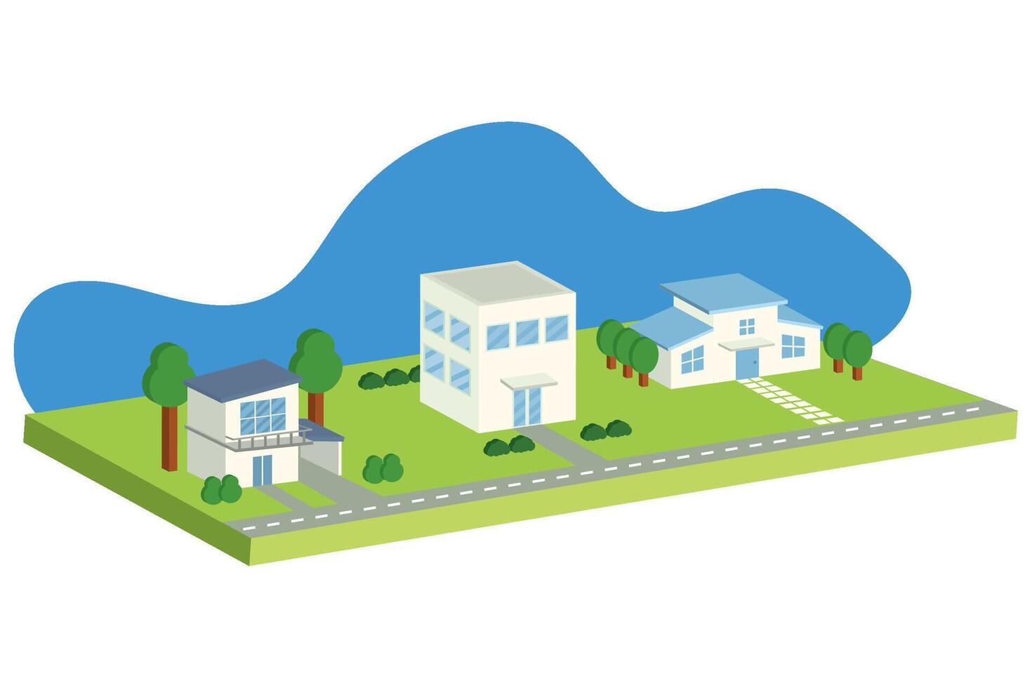 Modern suburban home row. vector