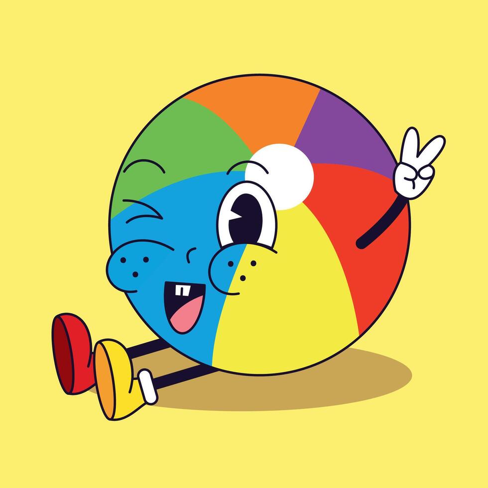 Pixel art of a beach ball animated with hands and legs vector