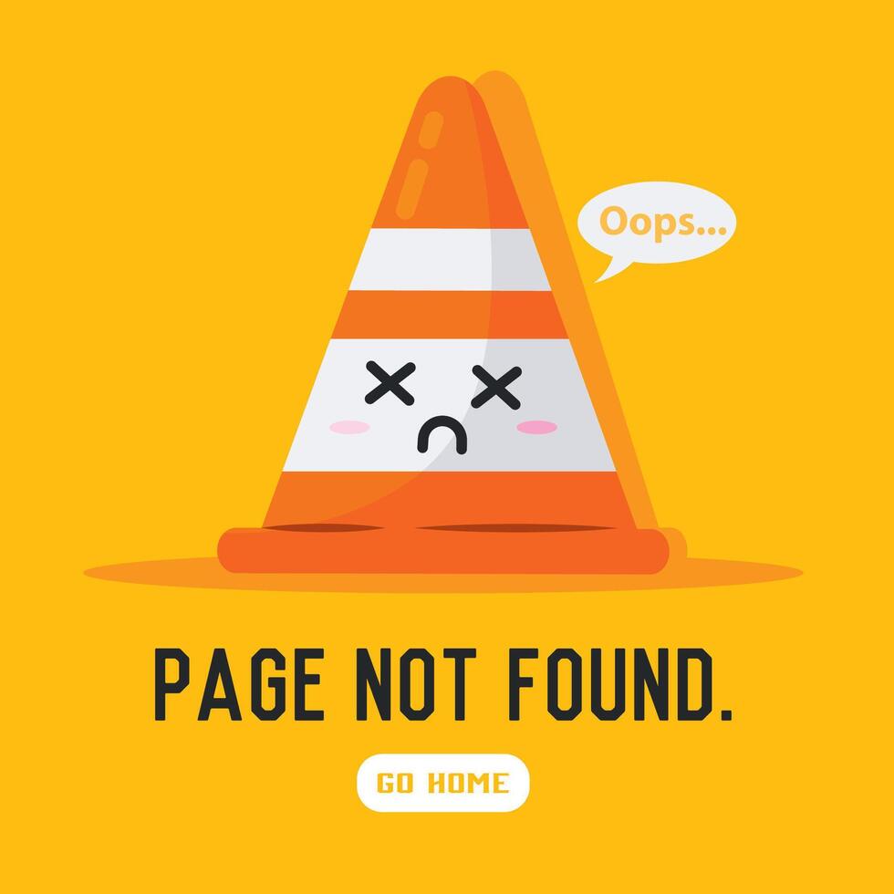 Sad cone page not found. vector
