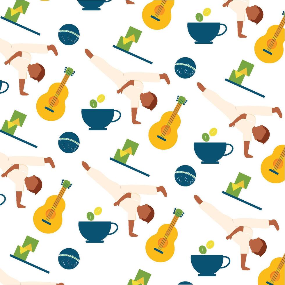 Capoeira guitar cup icons. vector